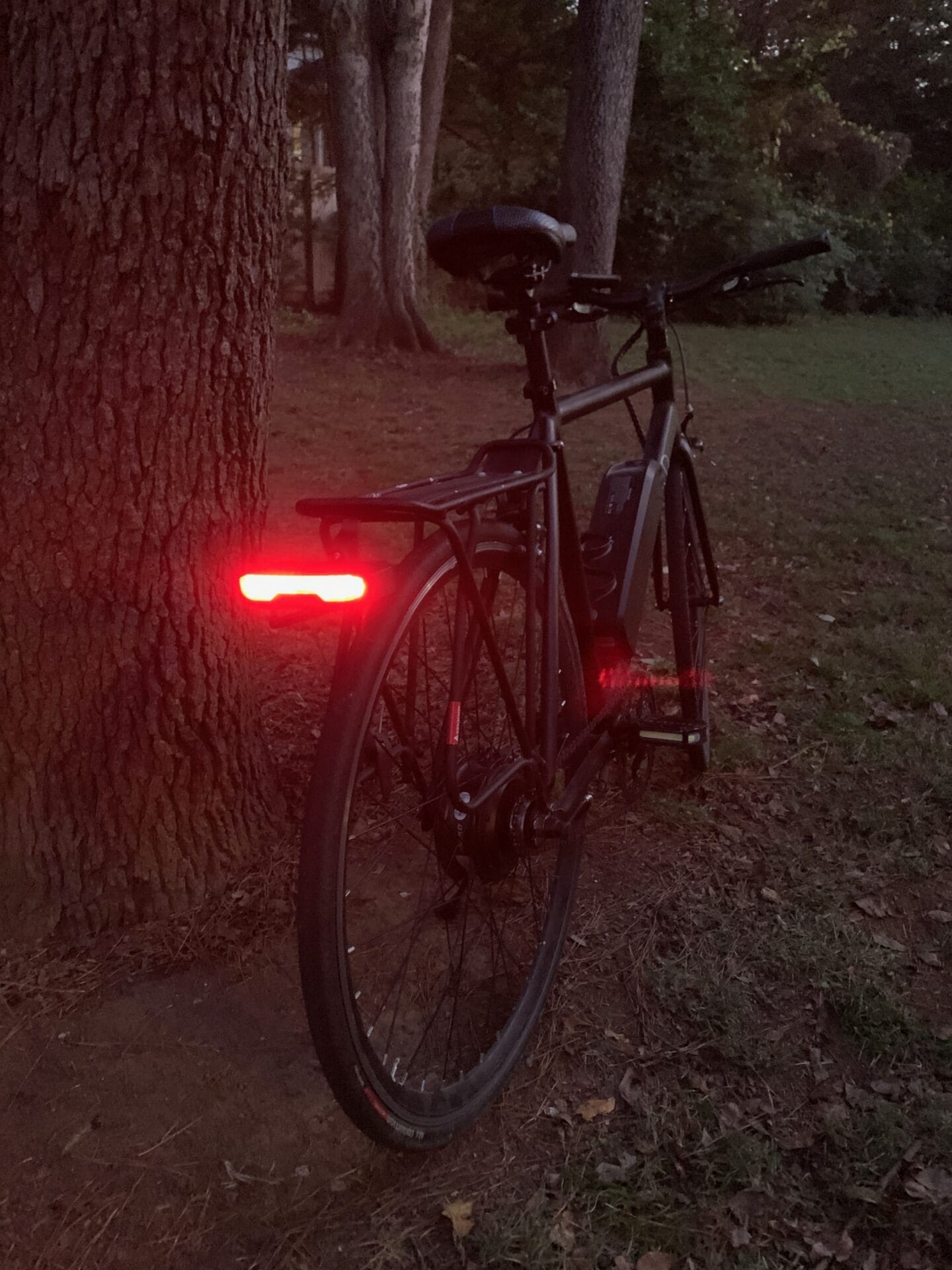 light mounted on rack with light on low mode