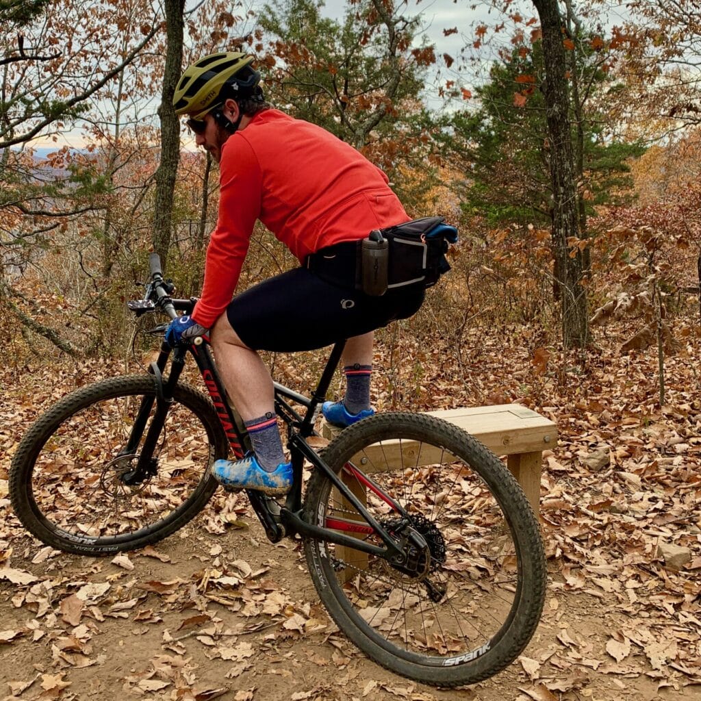 JayLo on his MTB with the Fidlock Hip Belt on