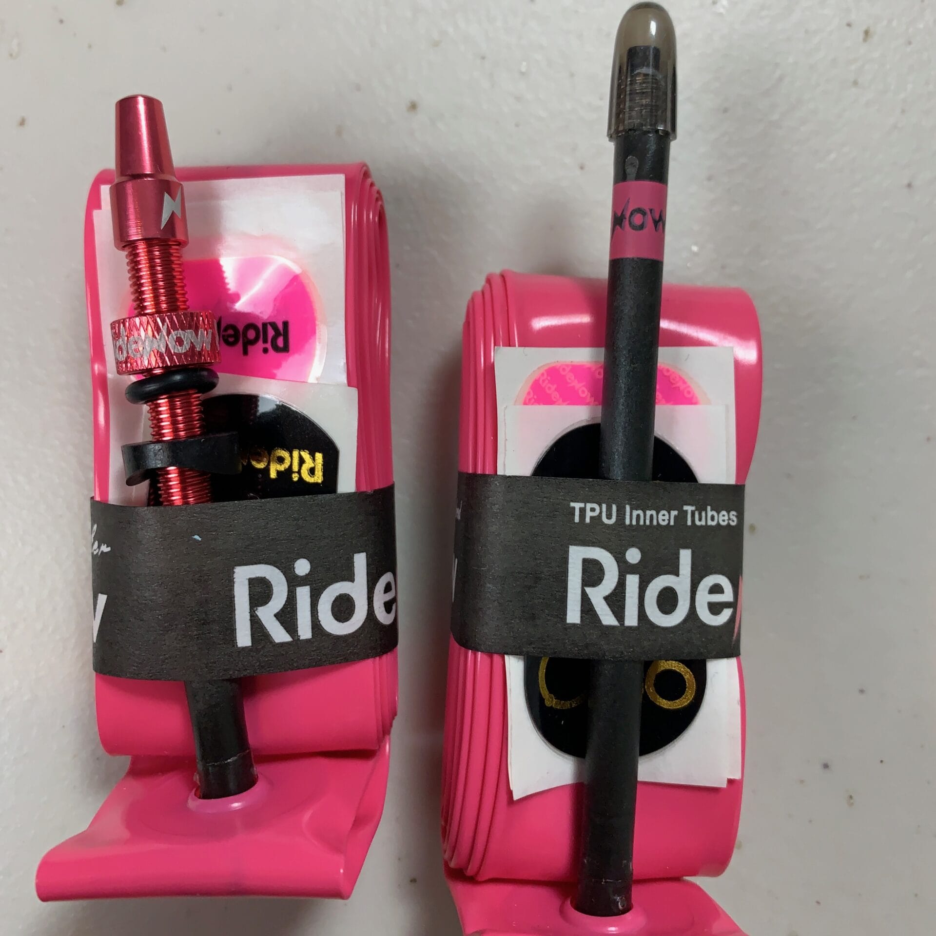 Two different valve stems on tubes