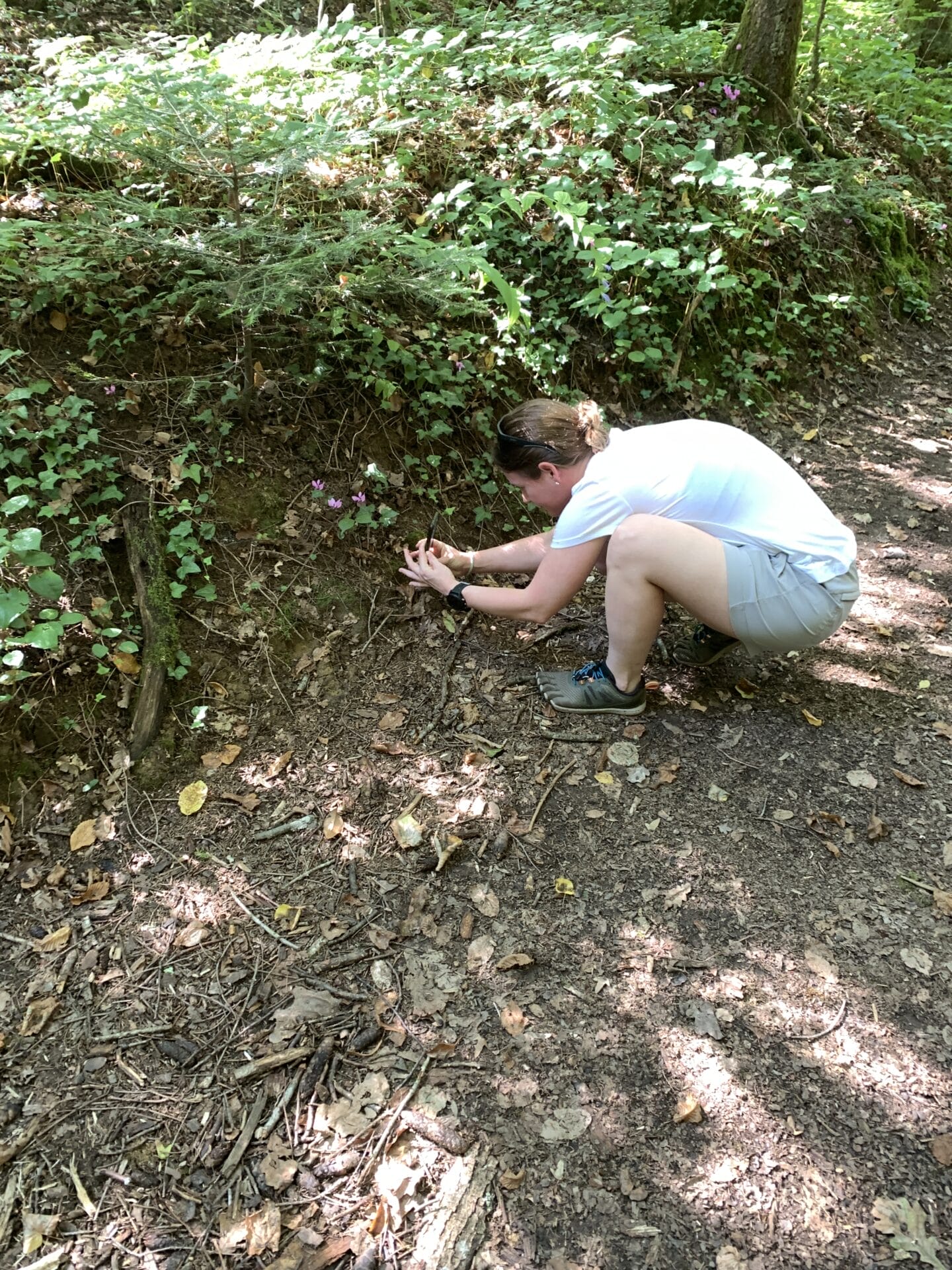Sara checking out some of the local flowers