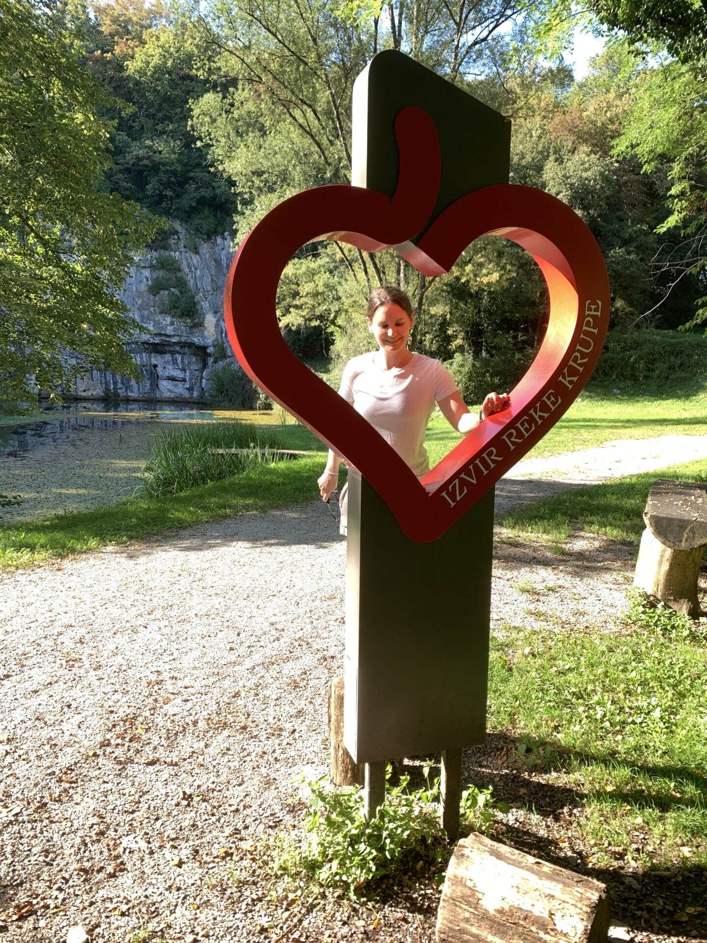 Sara posing at the local sculpture