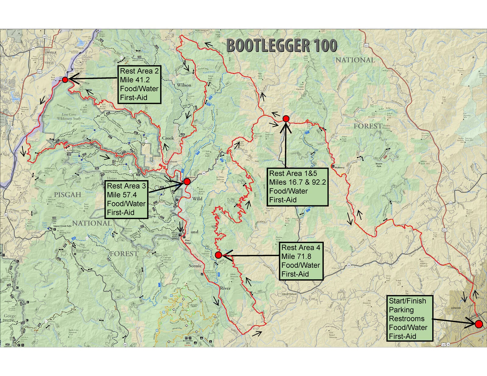 Bootlegger 100 course map