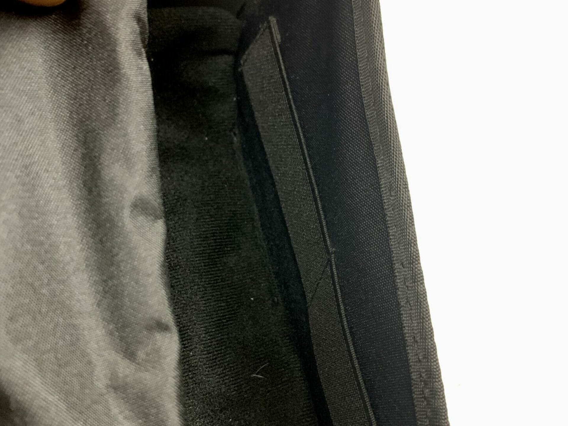 closer look of zipper compartment of bag