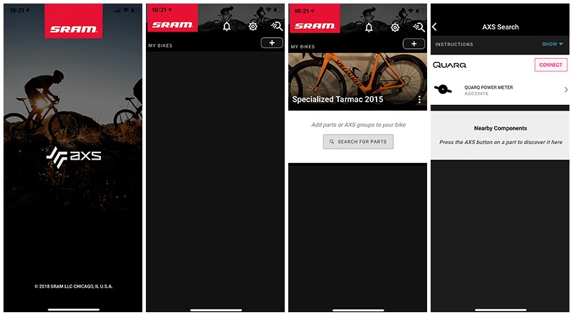 sram axs app stages during setup