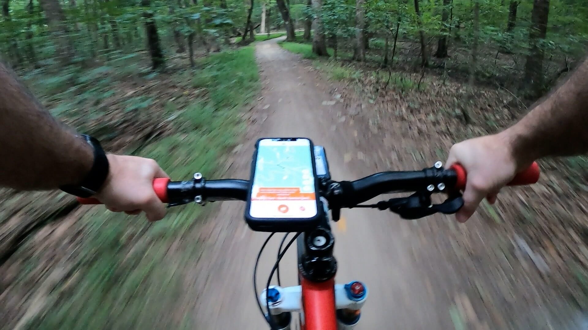 on the trail with stride charge on the bars